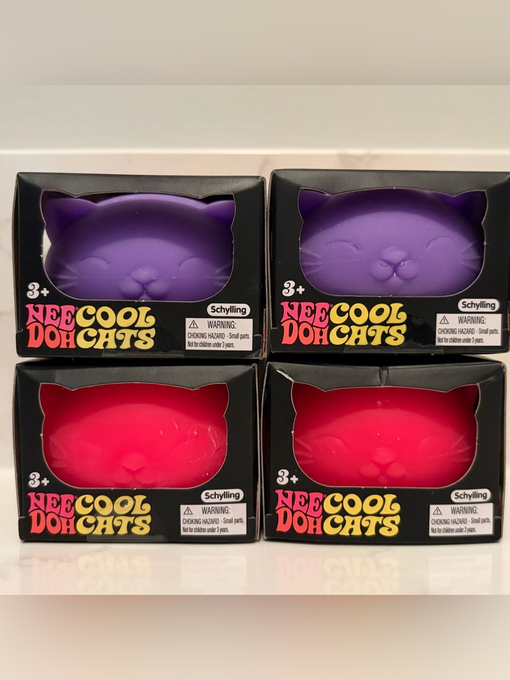 Schylling NeeDoh Cool Cats Pink & Purple Set of 4